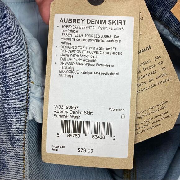 Prana Womens Aubrey Button Fly Denim Skirt in Summer Wash Size 0 New With Tags - Picture 5 of 8